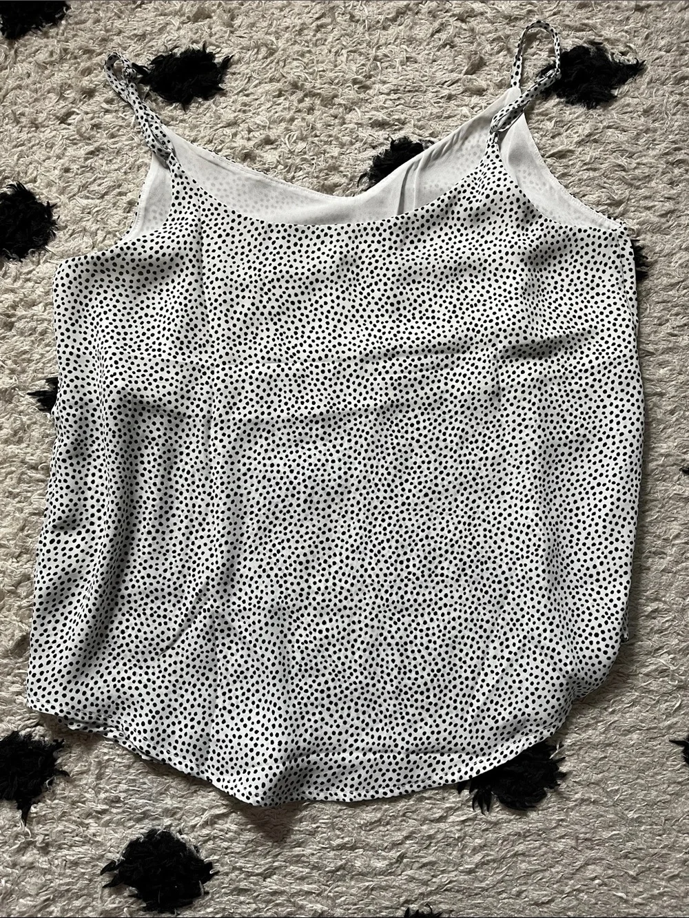 MINE size Medium White Camisole with Black Polka Dots